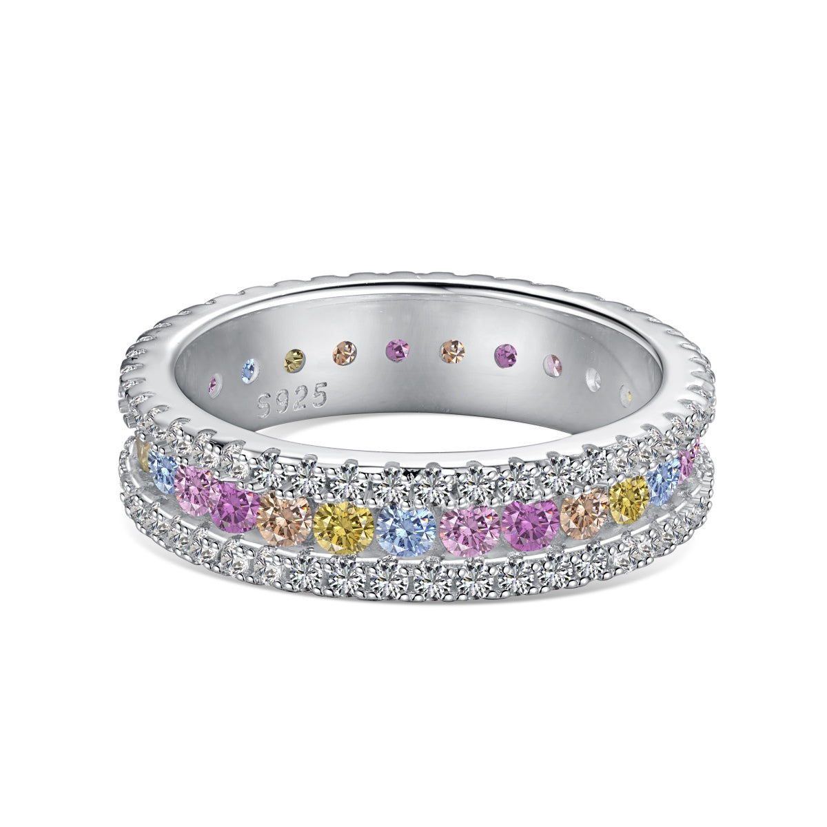 [Angela Jewelry]Delicate Colorful Round Cut Daily Ring