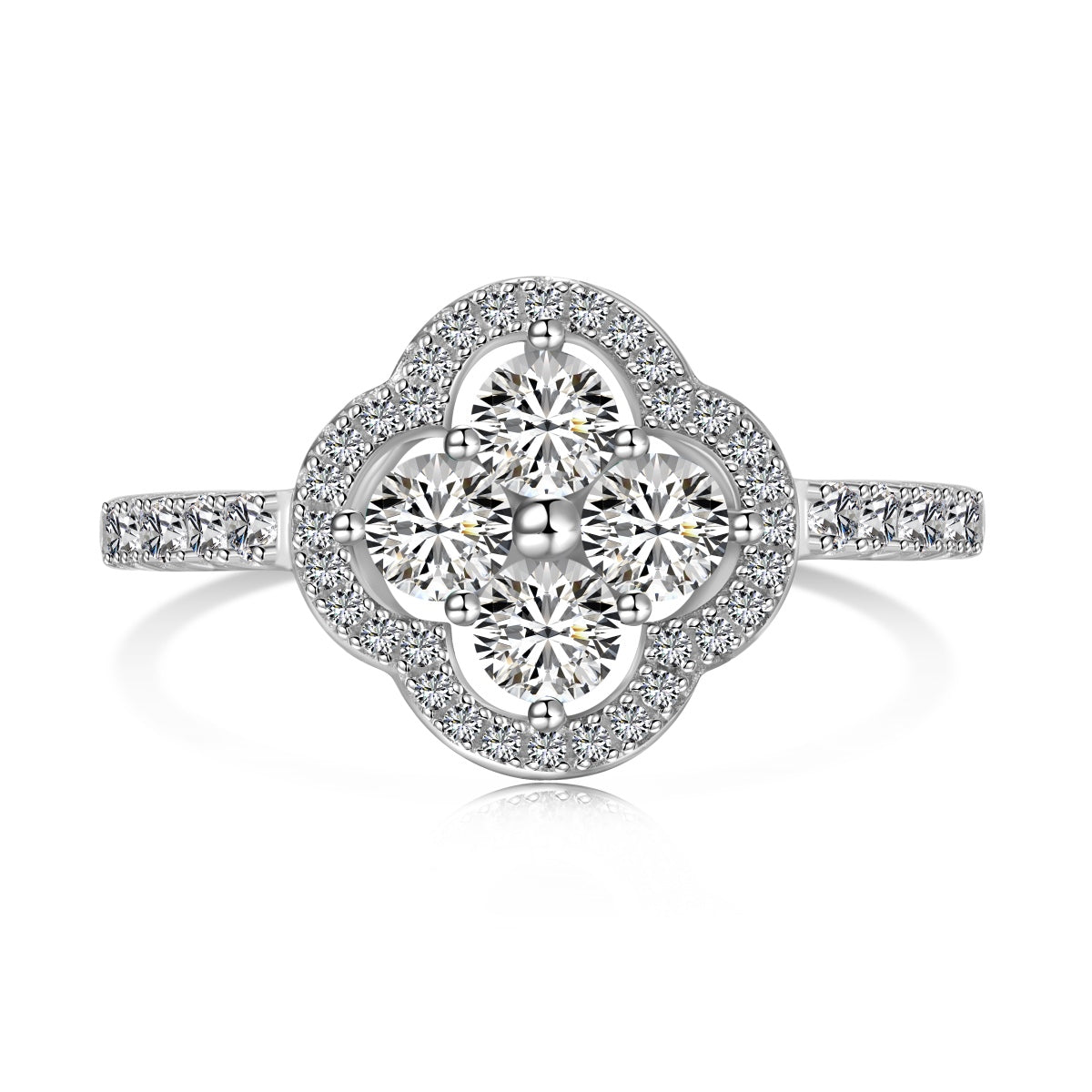 [Angela Jewelry]Four Leaf Clover Flower Design Ring