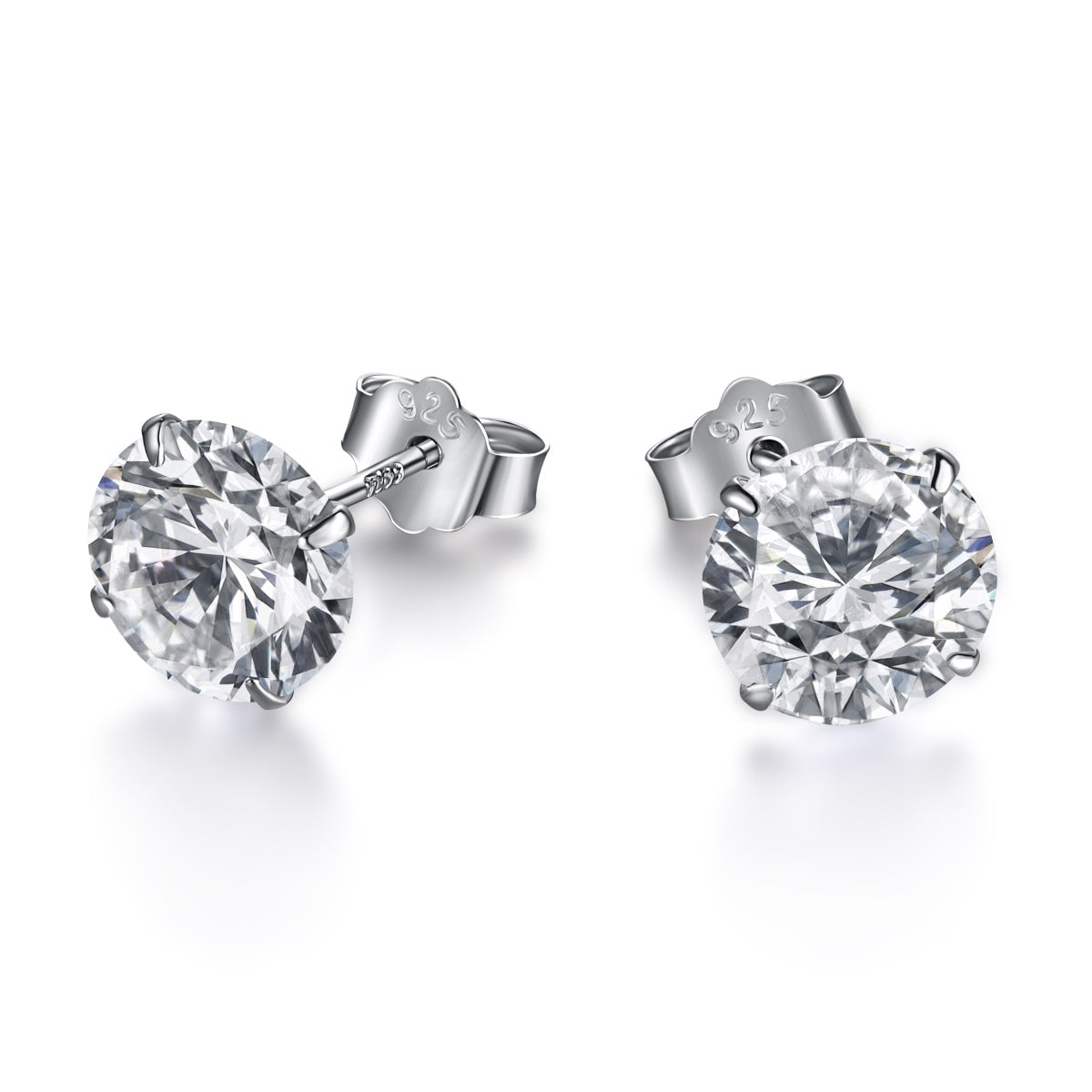 [Angela Jewelry]Stylish Shiny Round Center Stone Stud Earrings