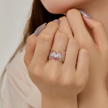 [Angela Jewelry]Luxurious Colorful Radiant Cut Daily Ring