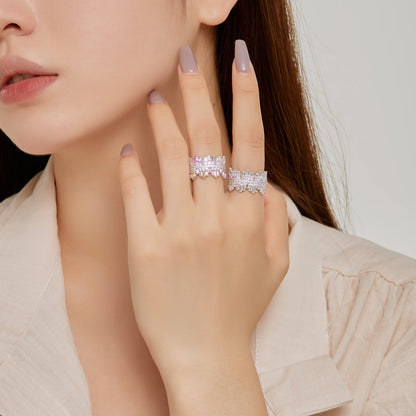 [Angela Jewelry]Luxurious Colorful Radiant Cut Daily Ring