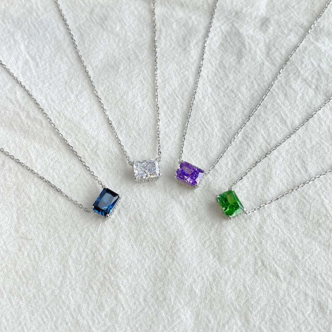 [Angela Jewelry]Luxurious Square Shape Colorful Necalack