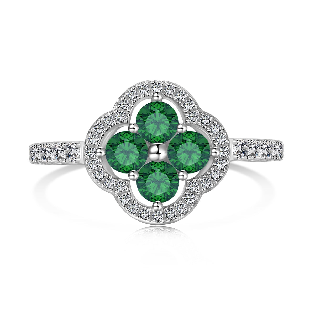 [Angela Jewelry]Four Leaf Clover Flower Design Ring
