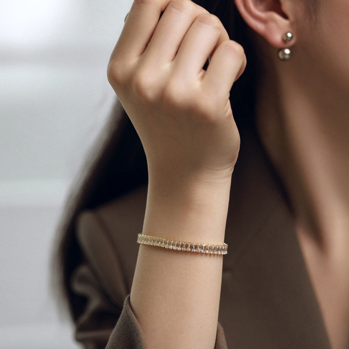 アンジェラジュエリー]美しいエメラルドカットのデイリーブレスレット