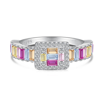 [Angela Jewelry]Exquisite Colorful Radiant Cut Party Ring