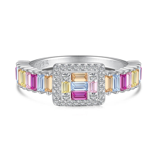 [Angela Jewelry]Exquisite Colorful Radiant Cut Party Ring
