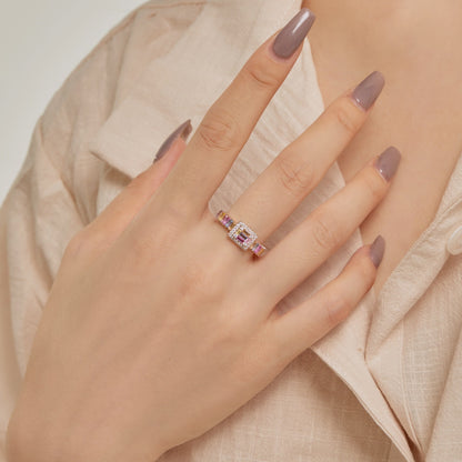 [Angela Jewelry]Exquisite Colorful Radiant Cut Party Ring