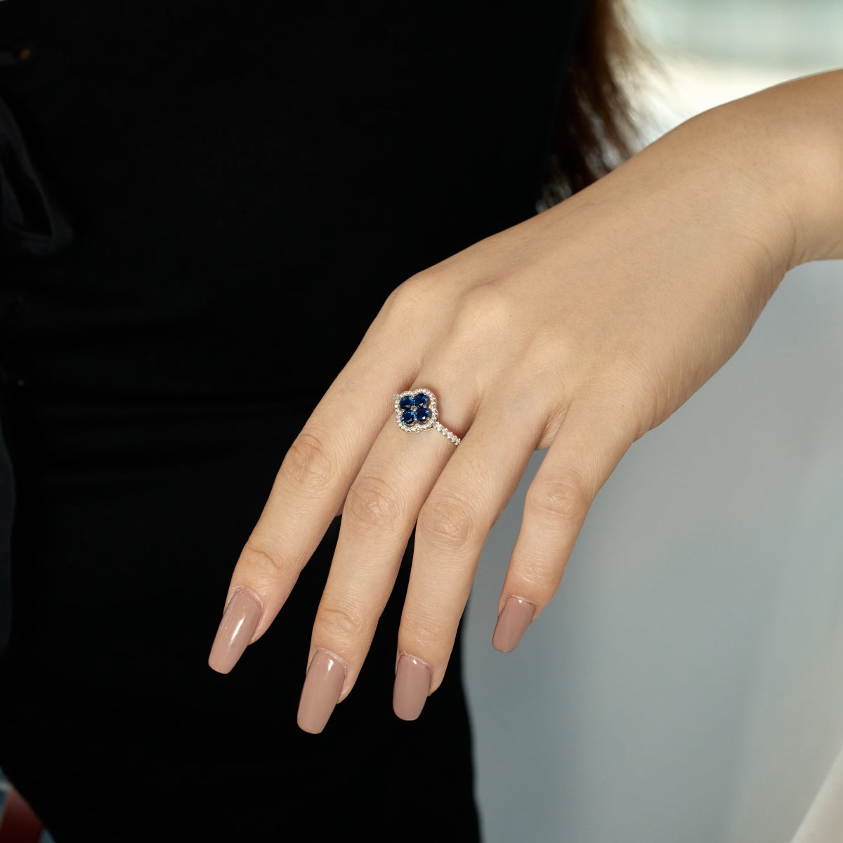 Angela Jewelry]Four Leaf Clover Flower Design Ring