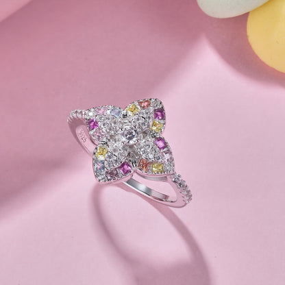 アンジェラジュエリー]豪華なカラフルな花の形のバンケットリング