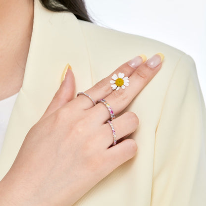 アンジェラジュエリー]華やかなカラフルなラウンドカットテニスリング