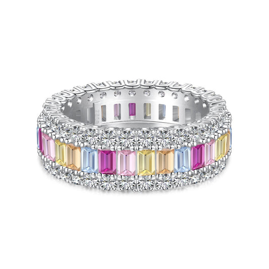 [Angela Jewelry]Dainty Colorful Radiant Cut Daily Ring