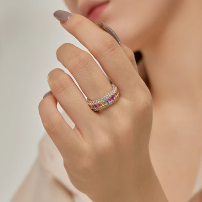 [Angela Jewelry]Dainty Colorful Radiant Cut Daily Ring