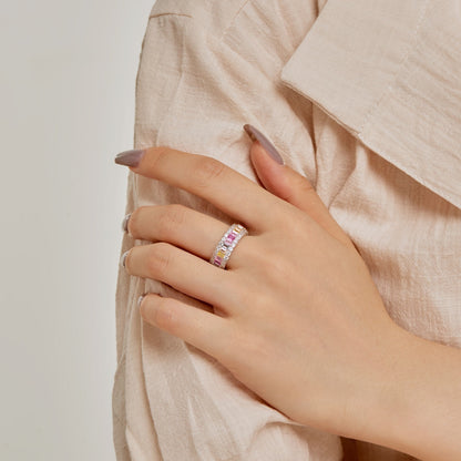 [Angela Jewelry]Dainty Colorful Radiant Cut Daily Ring