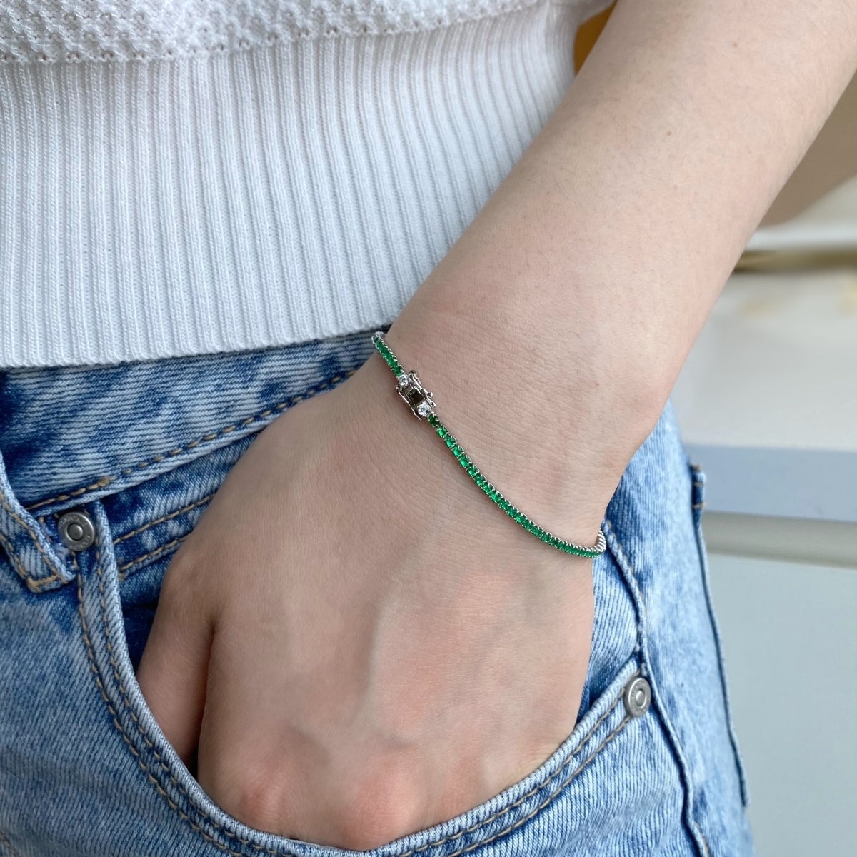 [Angela Jewelry]Dazzling Colorful Round Cut Daily Bracelet