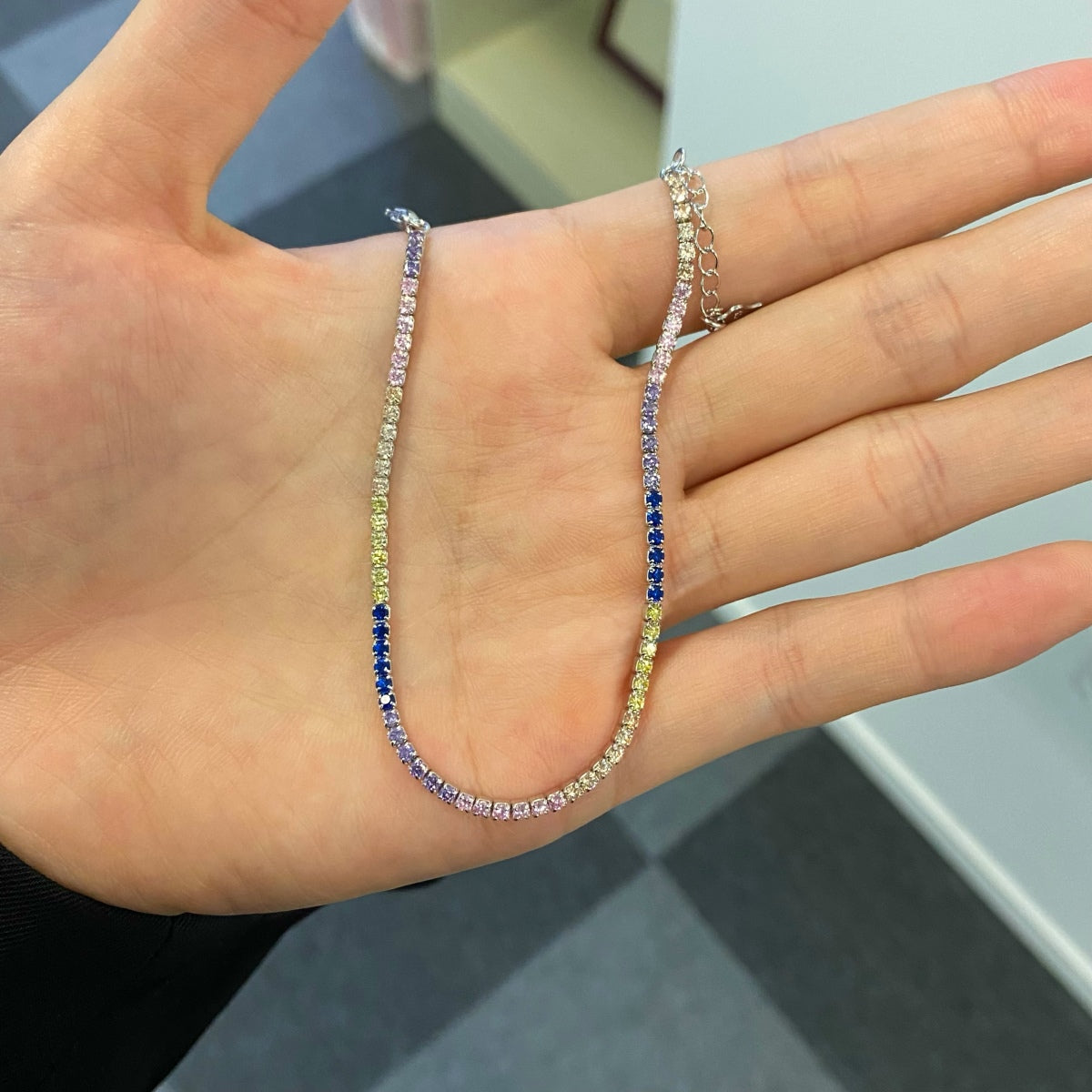 Angela Jewelry]Radiant Shinning Princess Cut Tennis Bracelet