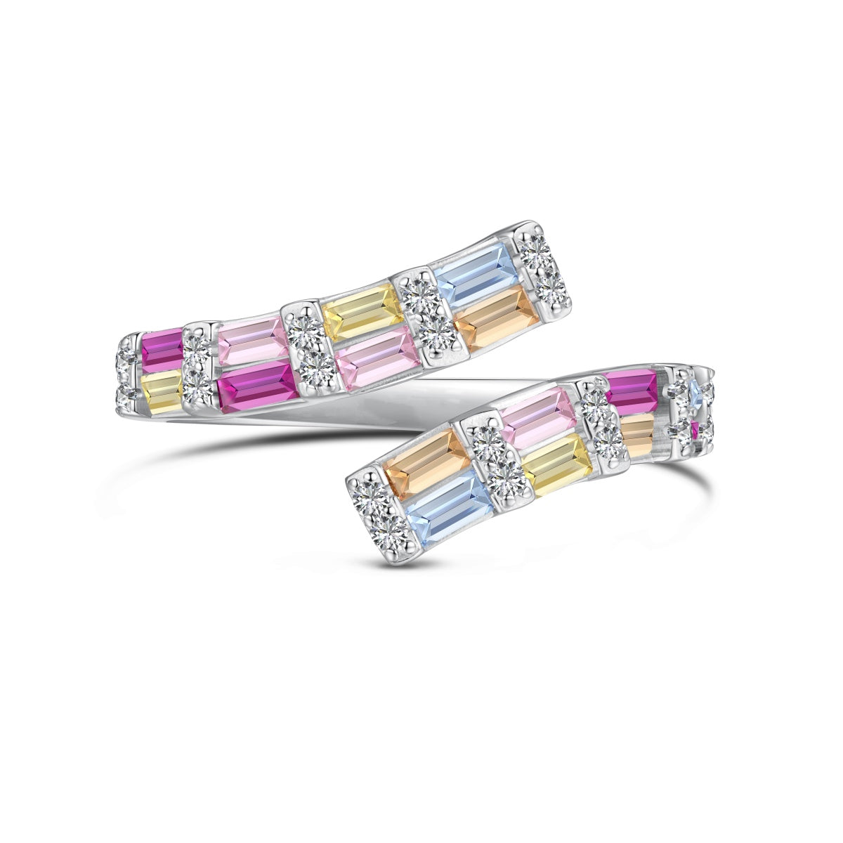 [Angela Jewelry]Charming Colorful Radiant Cut Adjustable Daily Ring
