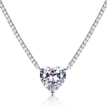 [Angela Jewelry]8.0 Carat Versatile Colorful Sweet Heart-Shaped Tennis Necklace