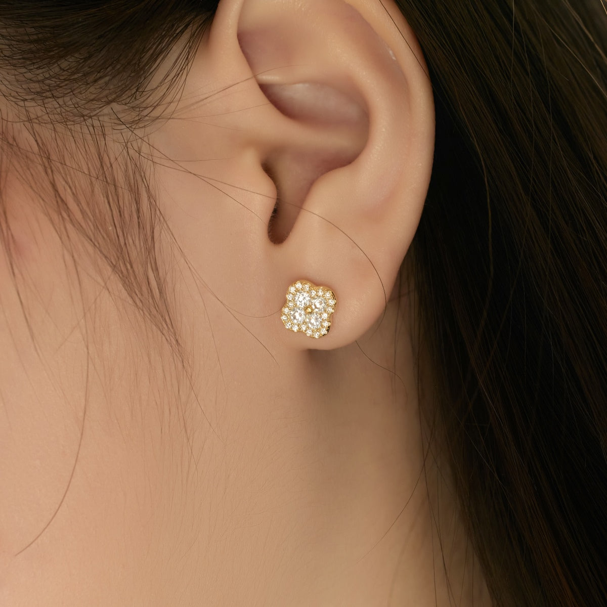 [Angela Jewelry]Four-Leaf Clover Flower Shaped Earrings
