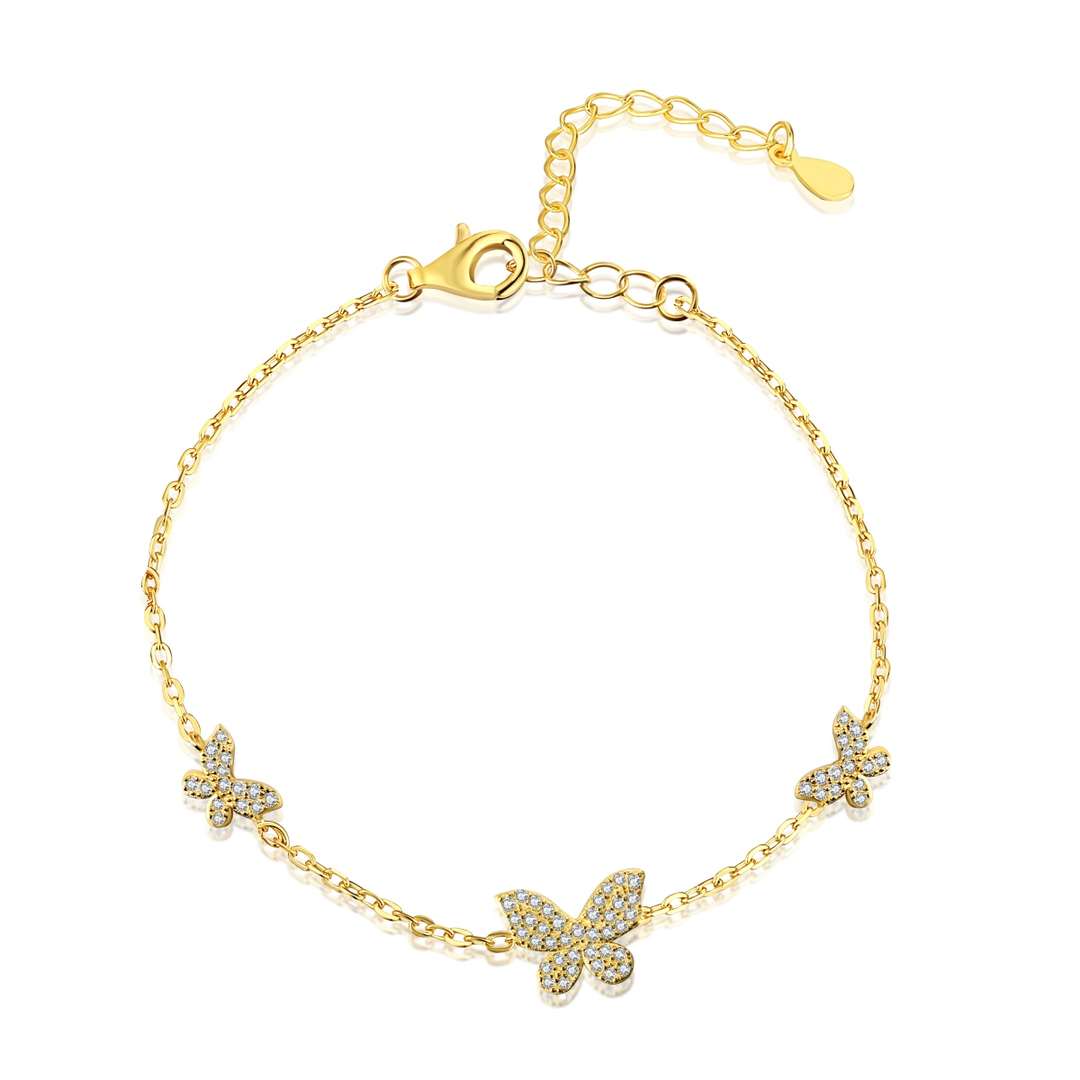 [Angela Jewelry]Delicate Butterfly Pendant Bracelet