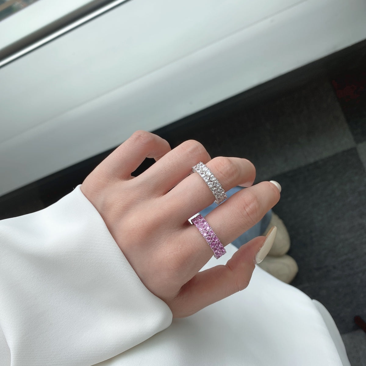 Angela Jewelry] Funkelnder Herzring