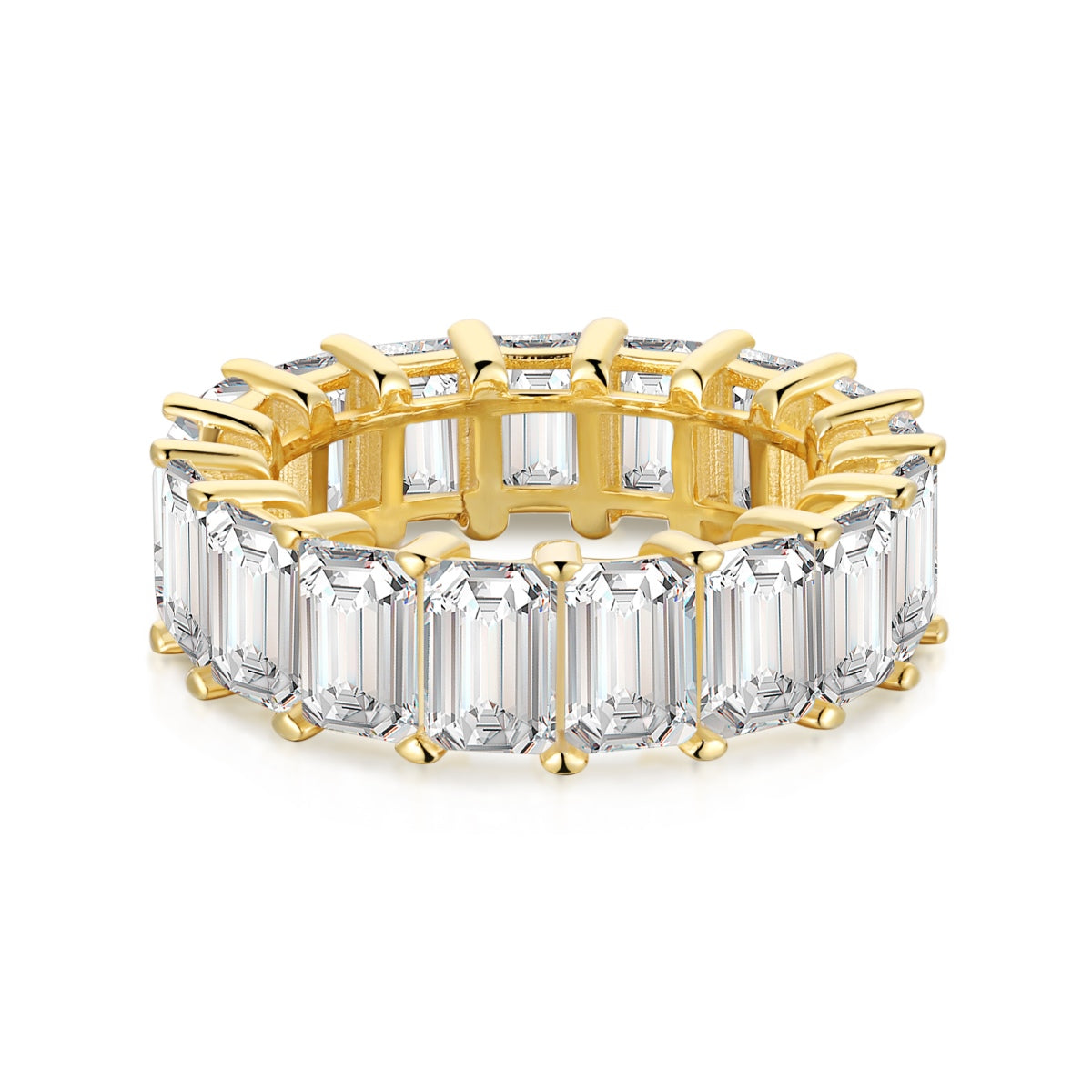 [Angela Jewelry]0.75 Carat Elegant Emerald Cut Tennis Ring