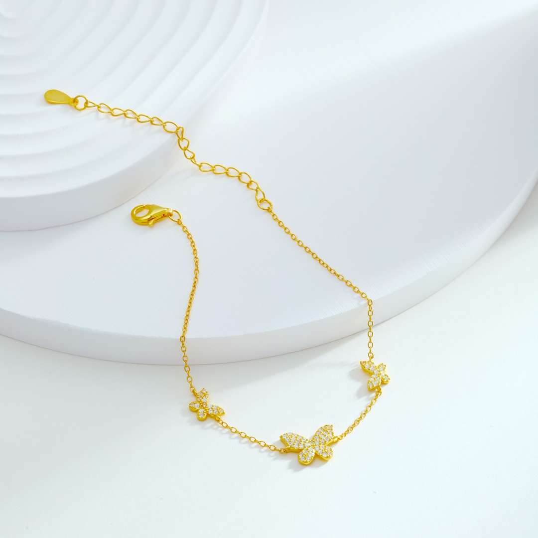 [Angela Jewelry]Delicate Butterfly Pendant Bracelet