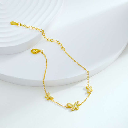 [Angela Jewelry]Delicate Butterfly Pendant Bracelet