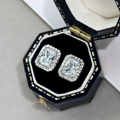 [Angela Jewelry]1.0 Carat Luxurious Dainty Emerald Cut Daily Earrings