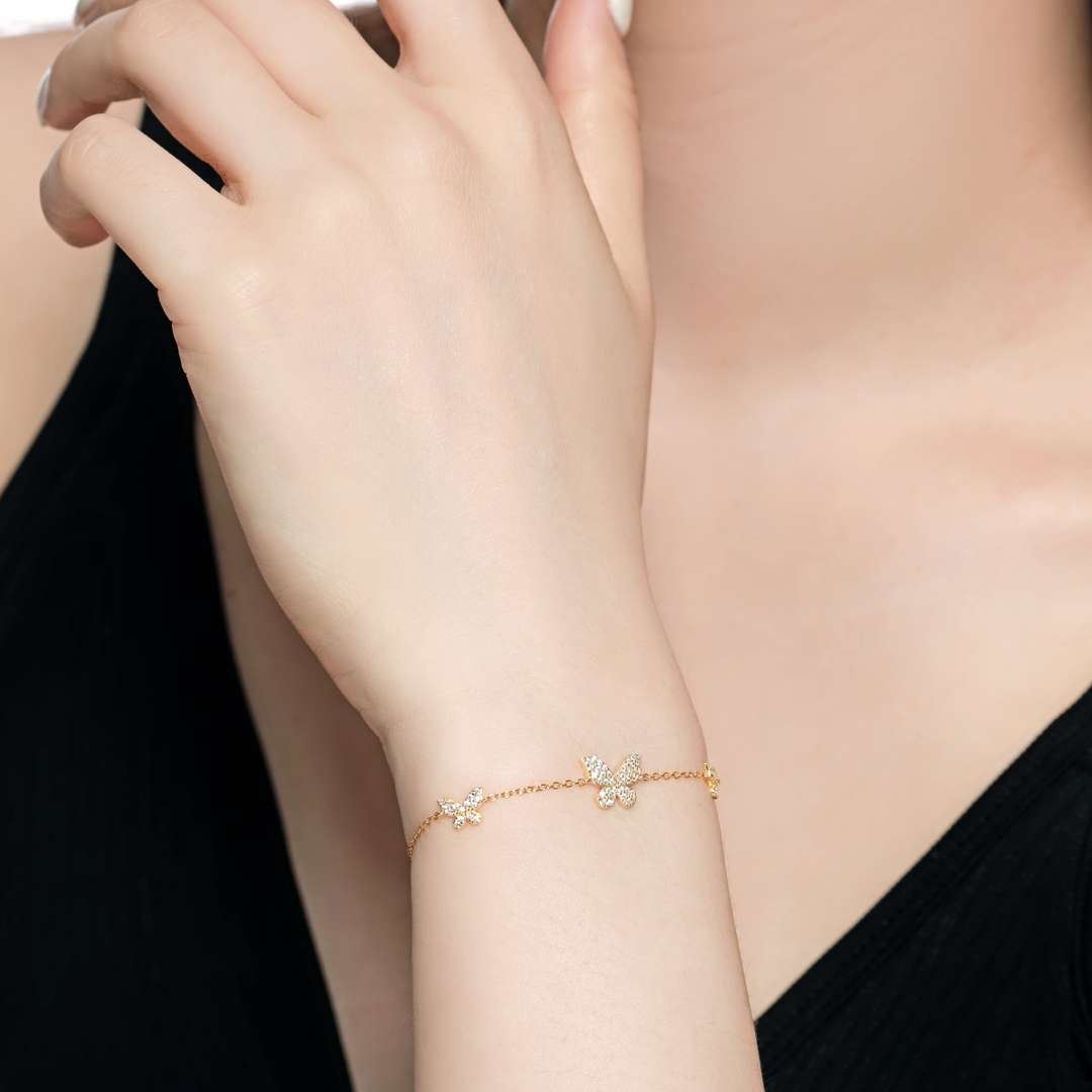[Angela Jewelry]Delicate Butterfly Pendant Bracelet