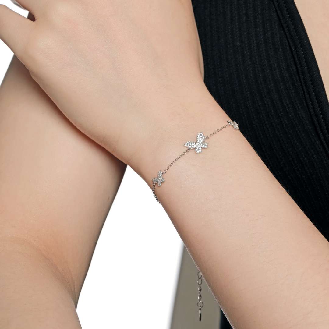 Angela Jewelry]Delicate Butterfly Pendant Bracelet