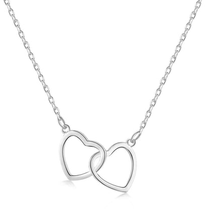 [Angela Jewelry]Sterling Silver Love Double Ring Necklace