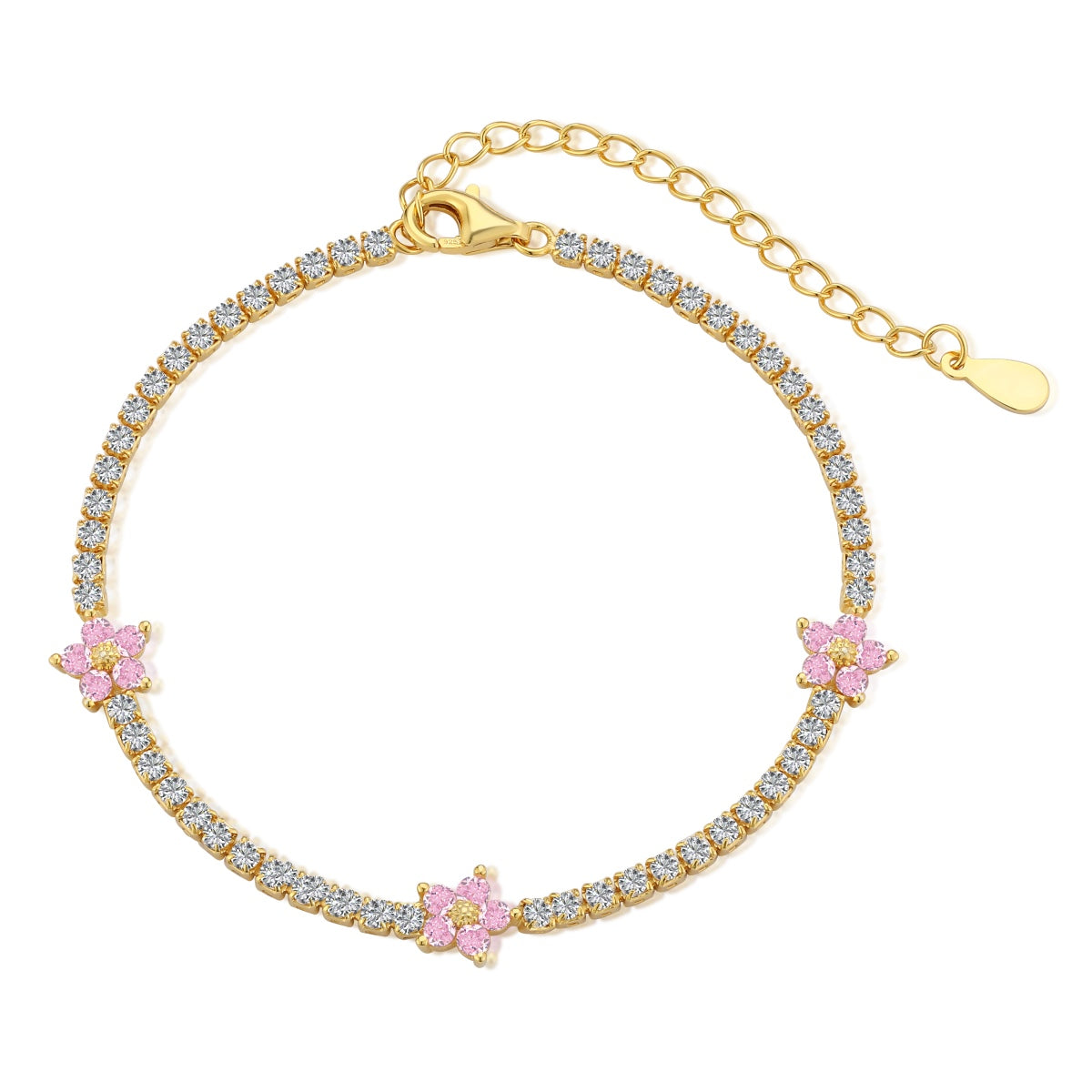 アンジェラジュエリー]スパークリングフラワーシェイプテニスブレスレット