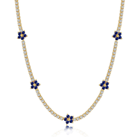 Angela Jewelry]Luxurious Colorful Flower Tennis Necklace