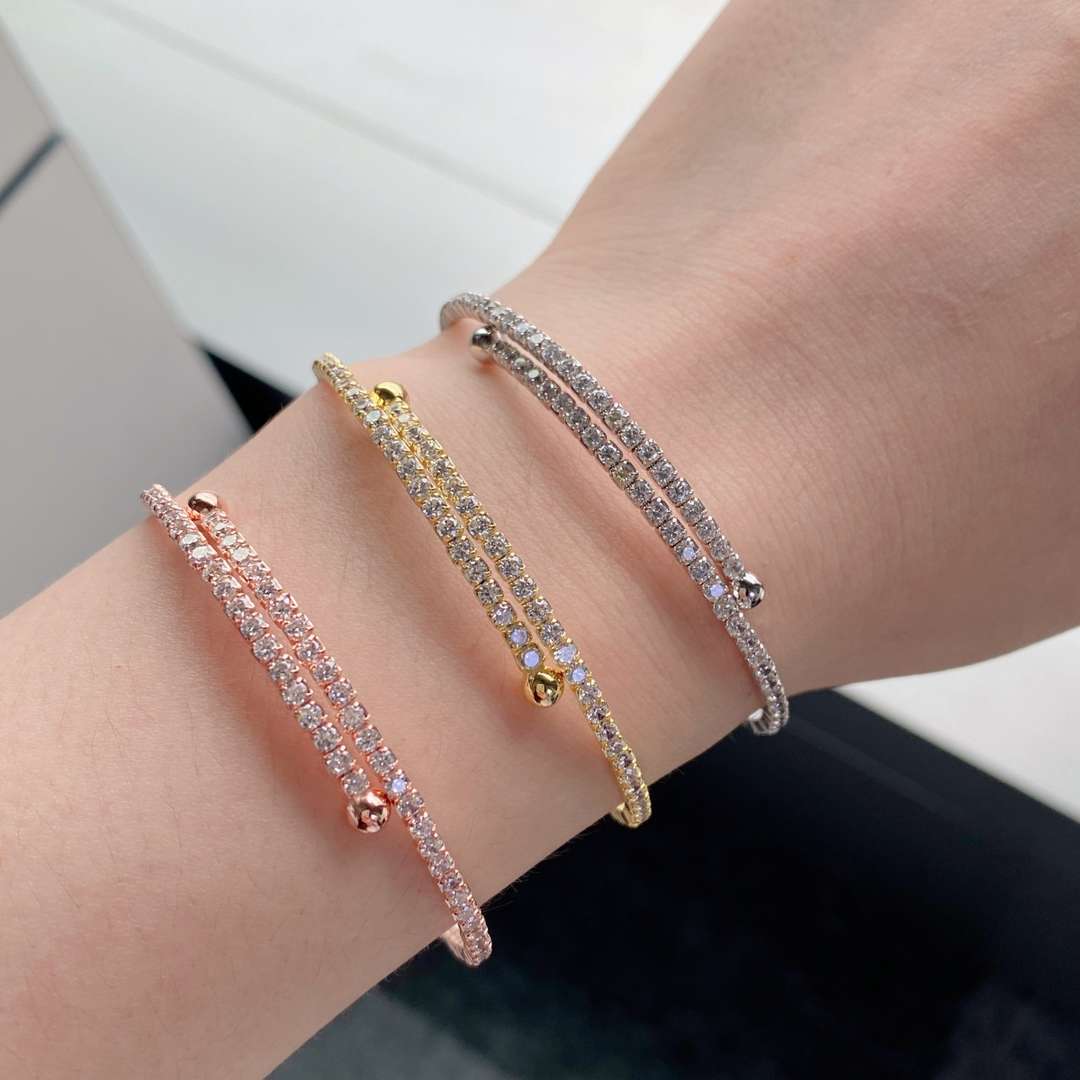 [Angela Jewelry]Row of Diamonds Round Fashion Bracelet