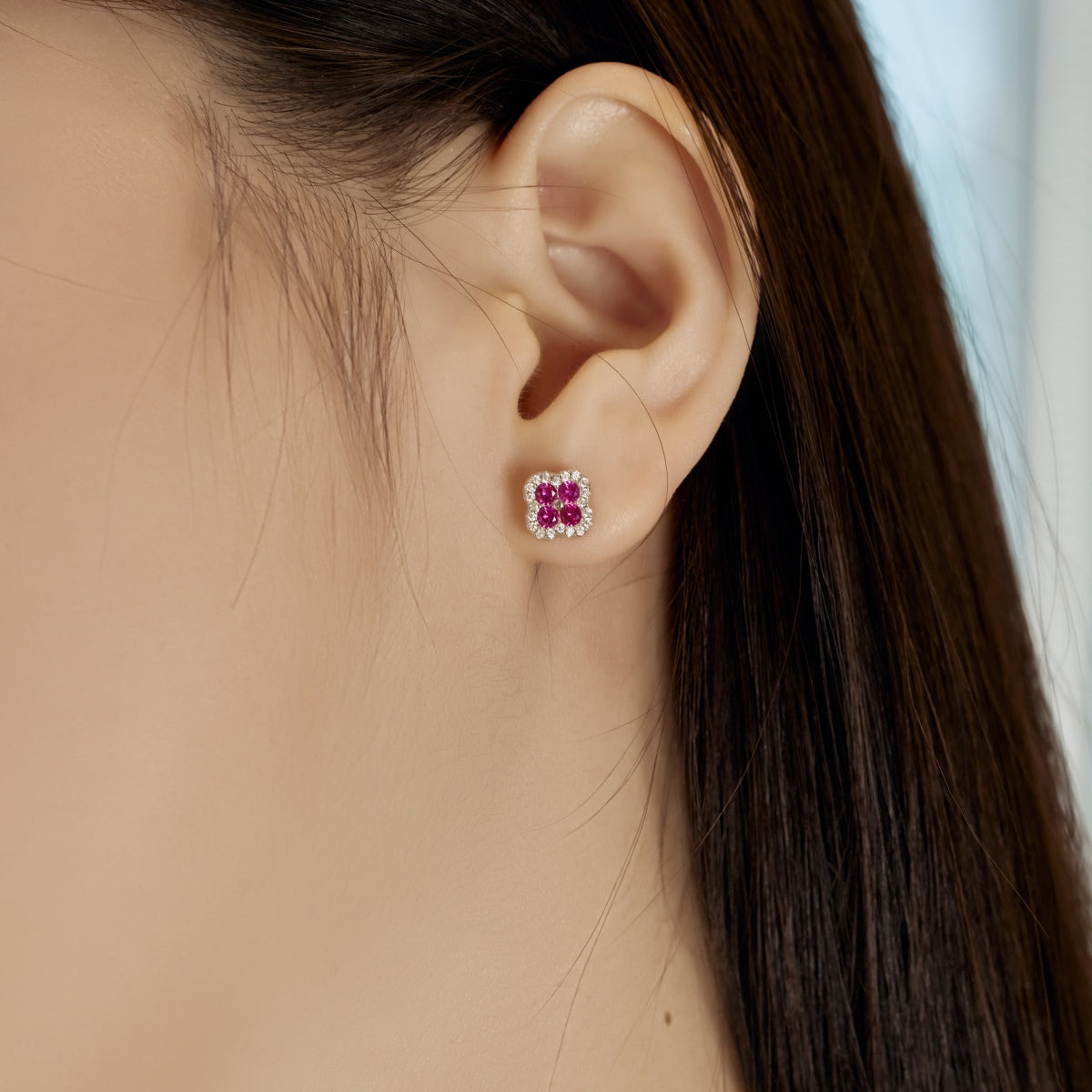 Angela Jewelry]Four-Leaf Clover Flower Shaped Earrings
