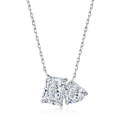 [Angela Jewelry]Dazzling Square & Heart Shape Necklace