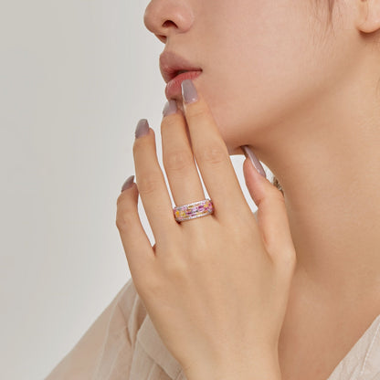 [Angela Jewelry]Radiant Colorful Radiant Cut Daily Ring