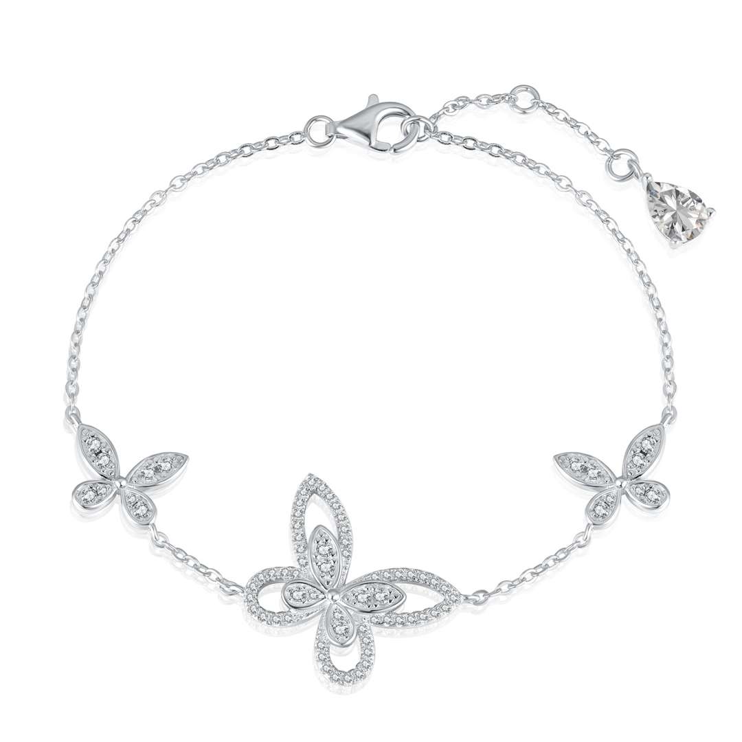 [Angela Jewelry]Delicate Butterfly Pendant Bracelet