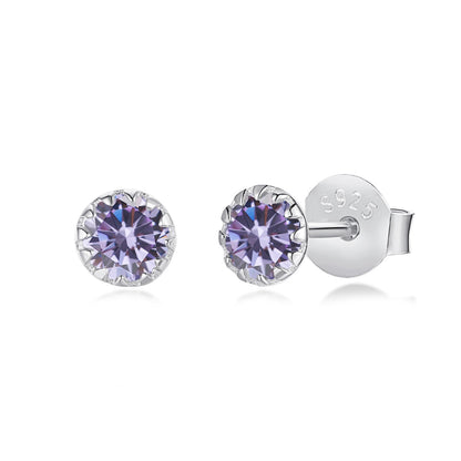 [Angela Jewelry]Sparkling Colorful Round Shape Earrings