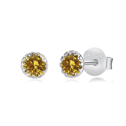 [Angela Jewelry]Sparkling Colorful Round Shape Earrings