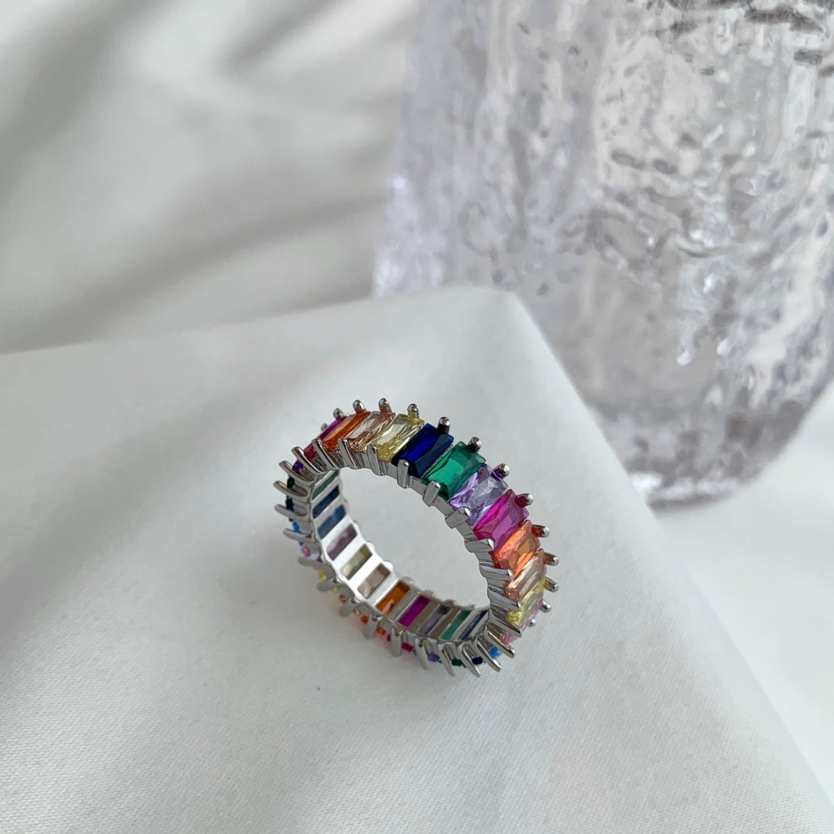 [Angela Jewelry]Unique Colorful Radiant Cut RIng