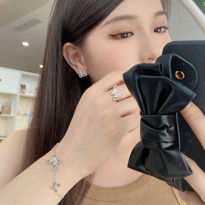 [Angela Jewelry]Delicate Butterfly Pendant Bracelet