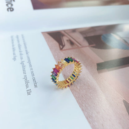 [Angela Jewelry]Unique Colorful Radiant Cut RIng