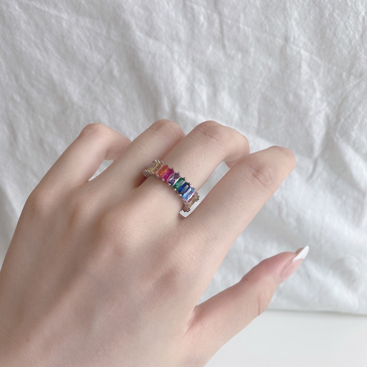 [Angela Jewelry]Unique Colorful Radiant Cut RIng