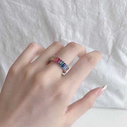 [Angela Jewelry]Unique Colorful Radiant Cut RIng