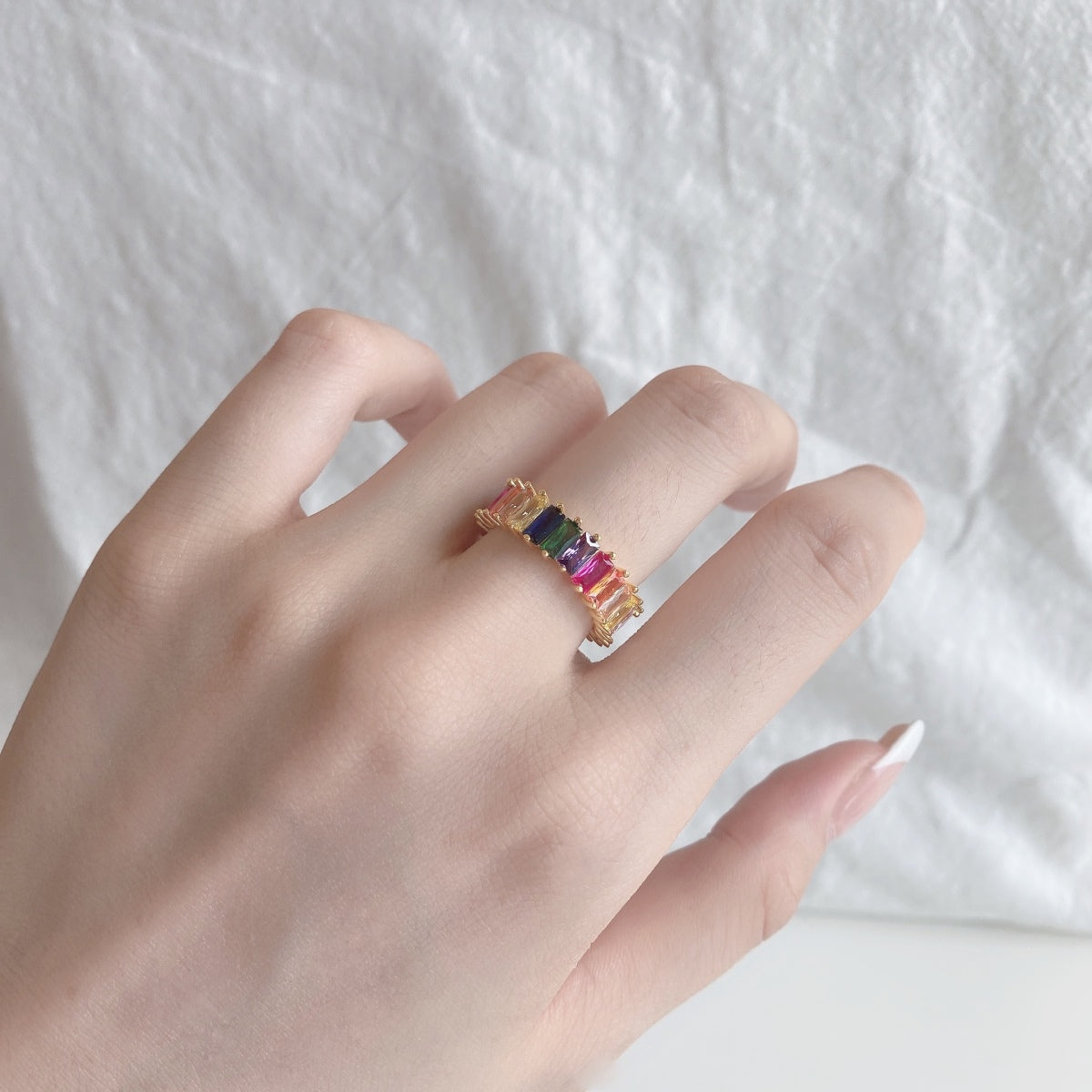 [Angela Jewelry]Unique Colorful Radiant Cut RIng