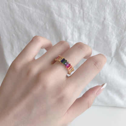 [Angela Jewelry]Unique Colorful Radiant Cut RIng