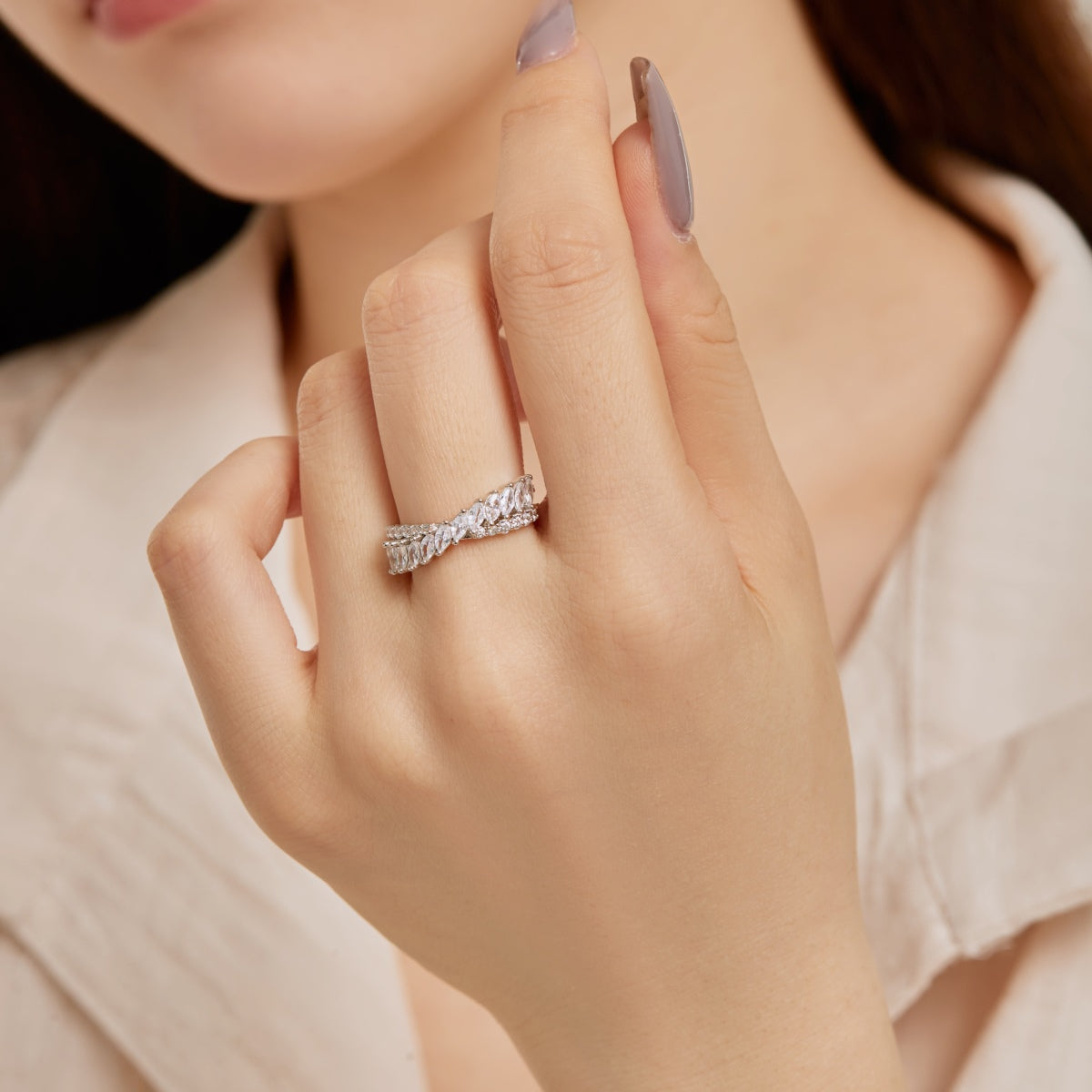 [Angela Jewelry]Unique Colorful Marquise Cut Daily Ring
