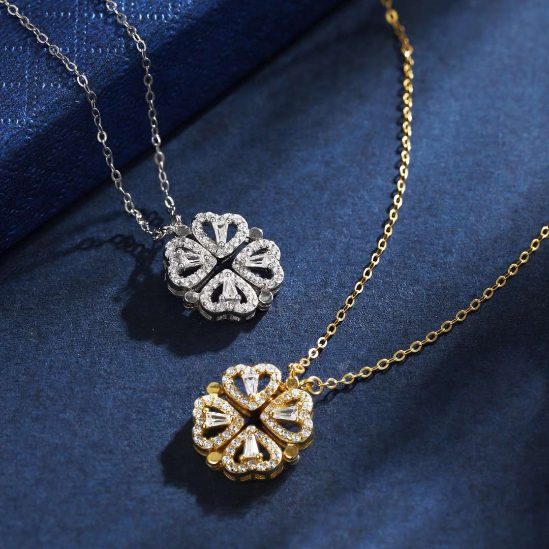 [Angela Jewelry]Ornate Heart Cut Flower Shape Necklace