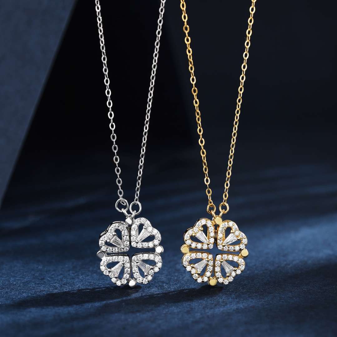 [Angela Jewelry]Ornate Heart Cut Flower Shape Necklace